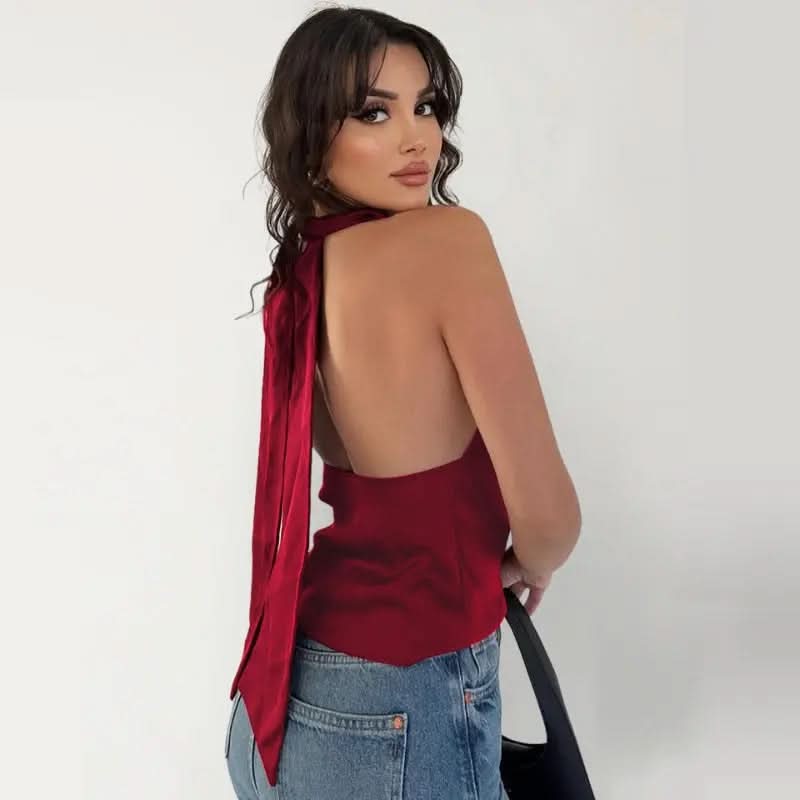 Top Halter Satiné Dos - Nu - ComfySweet