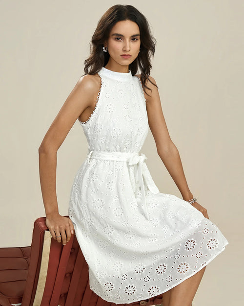 CAMILLE Robe Midi Broderie Anglaise