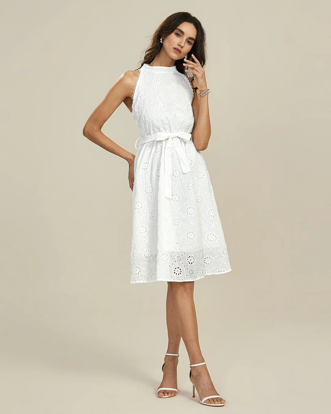 CAMILLE Robe Midi Broderie Anglaise